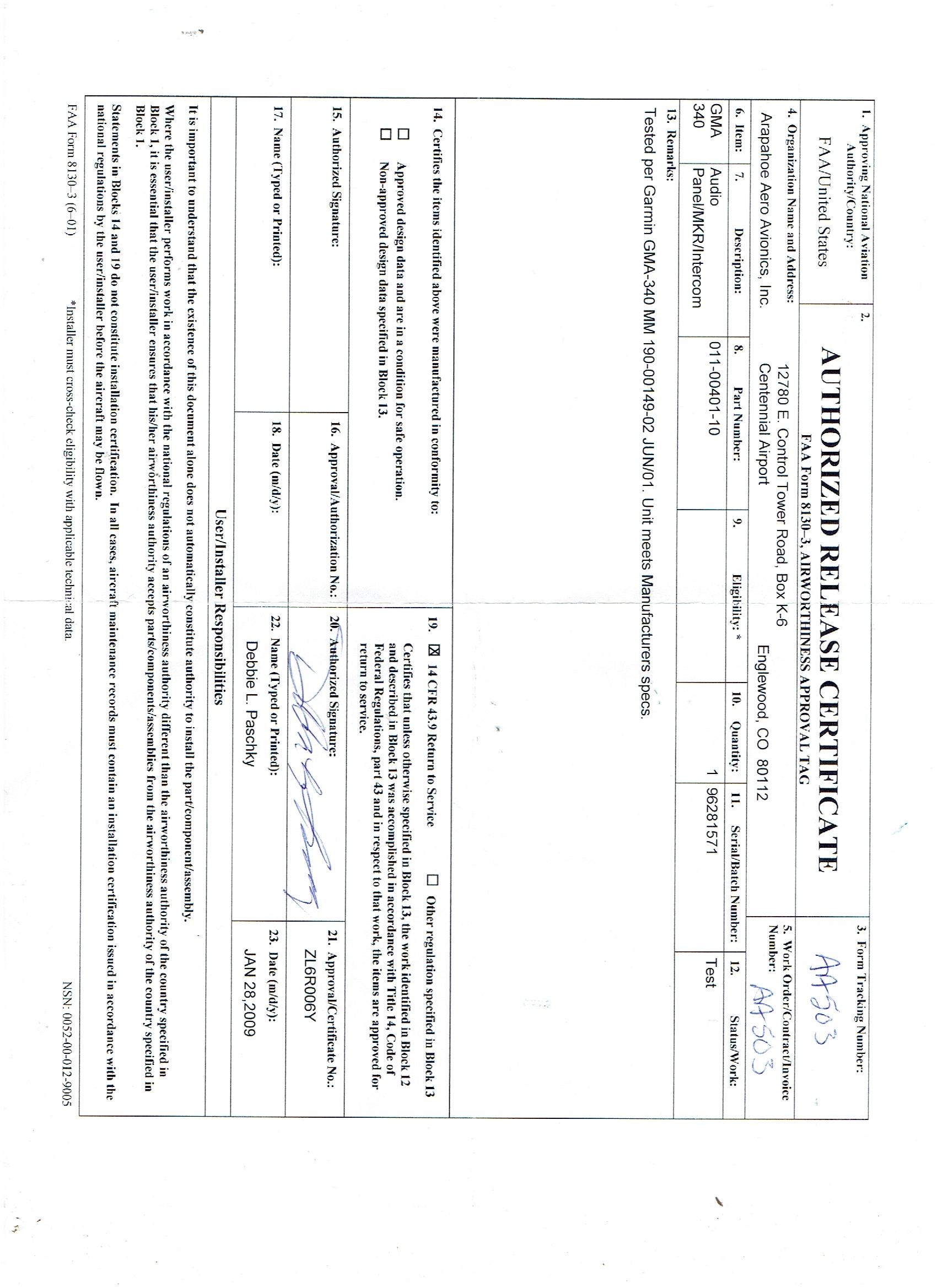 Lancair 320/360 N52LC document