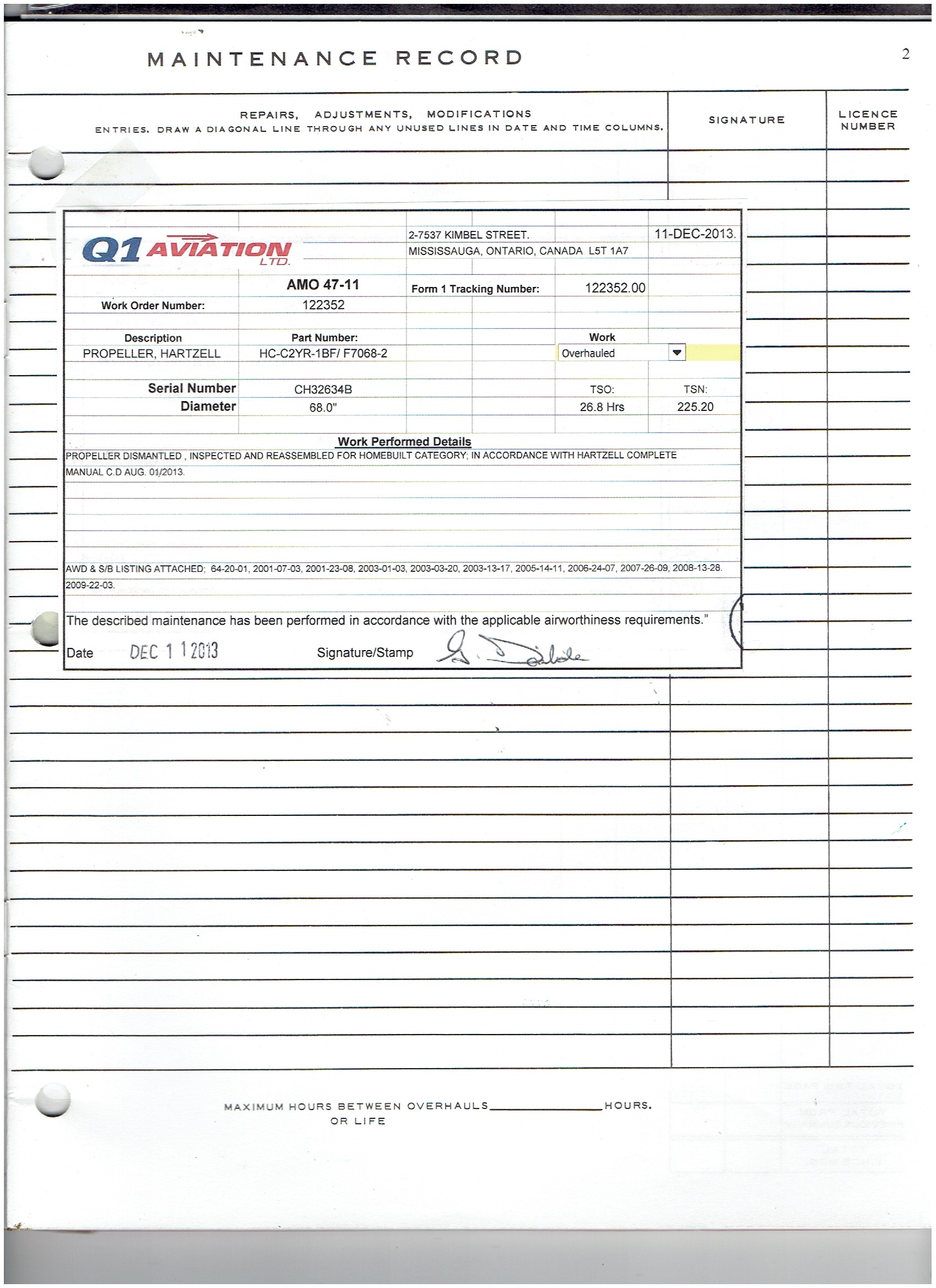 Lancair 320/360 N52LC document